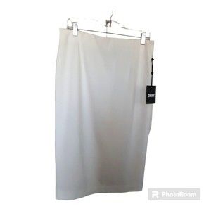 DKNY Pencil Skirt. Cream, Size Medium